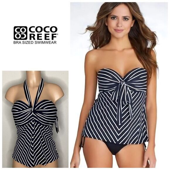 New. Coco Reef black stripe 5-way tankini top. 36/38C. RETAILS $81 - Picture 1 of 11